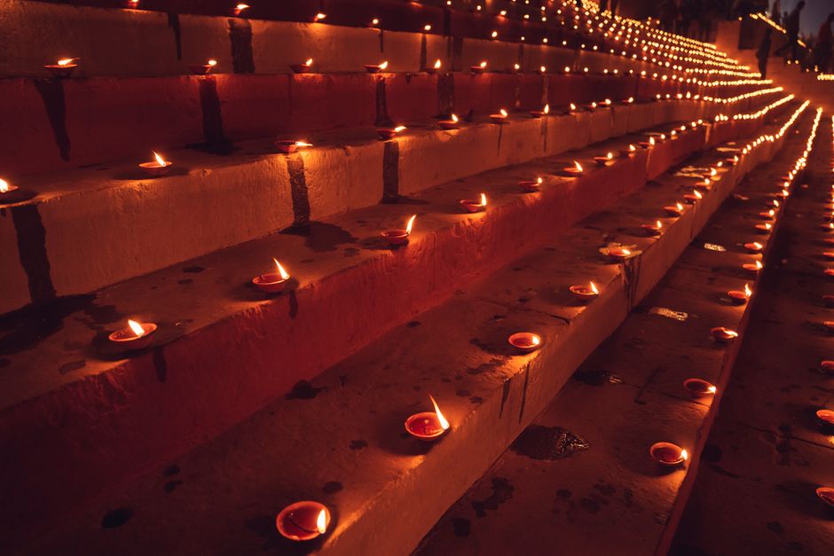 Diwali candles and lanterns symbolizing global unity and spiritual light